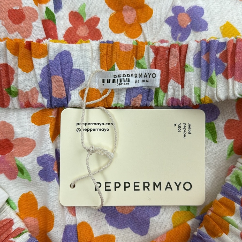 PEPPERMAYO Floral Line Crop Top & Floral Linen Mini Skirt Set Size 2 NWT - Picture 10 of 10